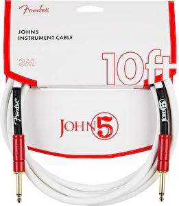 Nástrojový kábel John 5 White and Red 10' 3m Fender