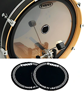 Tlmiaci krúžok na blanu na kopák EQ Patch, single pedal, čierny nylon, 2 kusy Evans