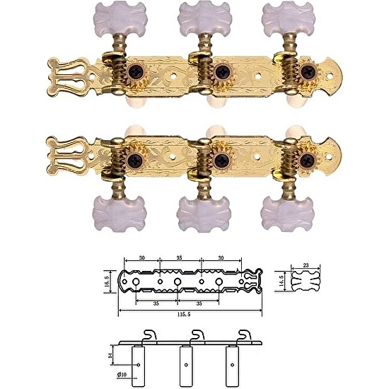 Ladiaca mechanika CMH0351GD na klasickú gitaru Dr.Parts