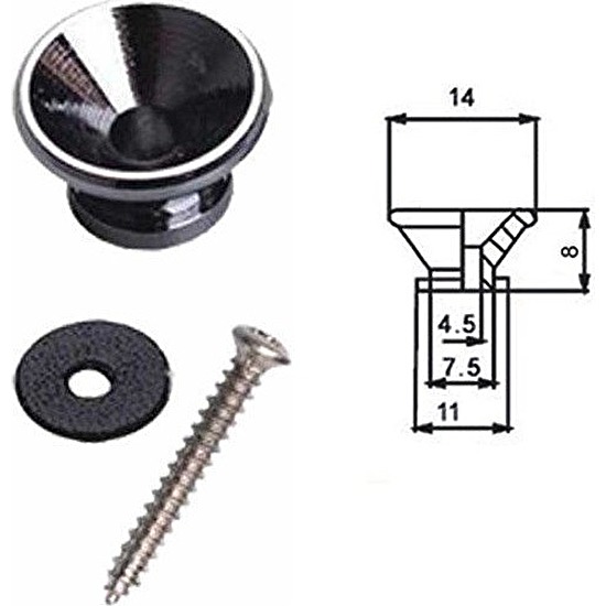 Gombík SP1-CR na gitarový pás+podložka+skrutka, chróm Dr.Parts