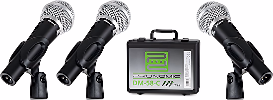 Dynamické mikrofóny DM-58-C sada 3 kusov v kufríku Pronomic