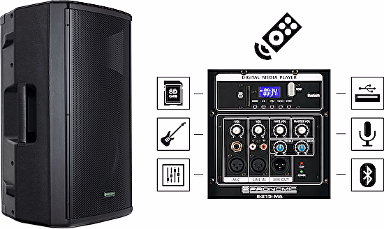 Aktívny reproduktor E-215 MA 15" 250W Stereo Pronomic