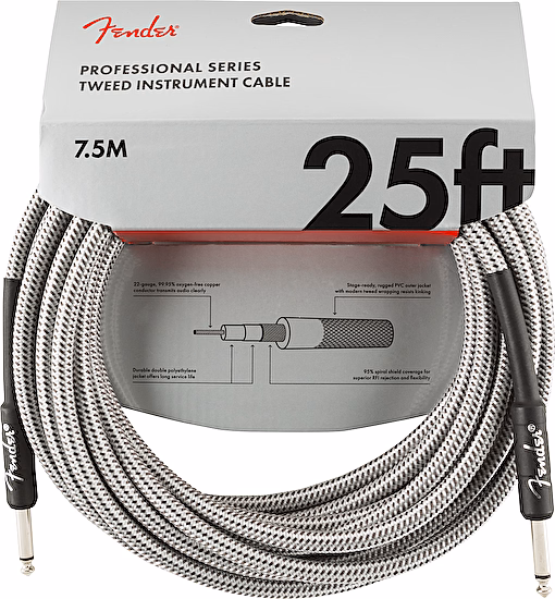 Nástrojový kábel série Professional, rovný/rovný 7,5m 25' biely tweed Fender