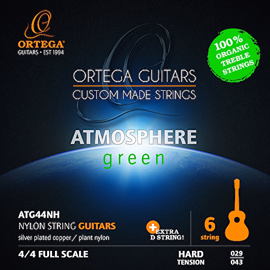 Struny na klasickú gitaru ATG44NH Atmosphere Green +extra D-string Ortega