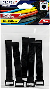 Sťahovacia páska suchý zips 16x210mm čierne 5ks Dedra