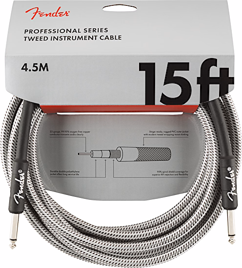 Nástrojový kábel série Professional, rovný/rovný 4,5m 15' biely tweed Fender