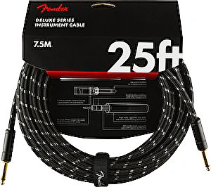 Nástrojový kábel série Deluxe, rovný/rovný 7,5m 25' čierny tweed Fender