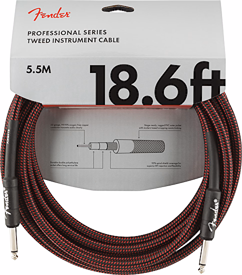 Nástrojový kábel série Professional, rovný/rovný 5,5m 18,6' red tweed Fender