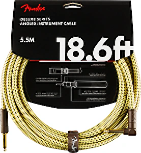 Nástrojový kábel série Deluxe, rovný/lomený 5,5m 18,6' tweed Fender