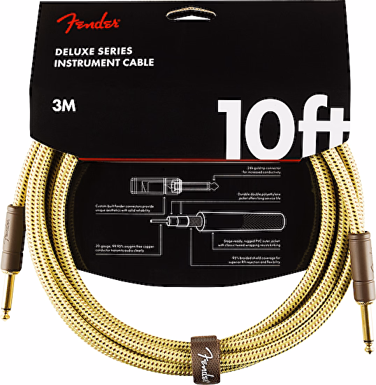 Nástrojový kábel série Deluxe, rovný/rovný 3m 10' tweed Fender