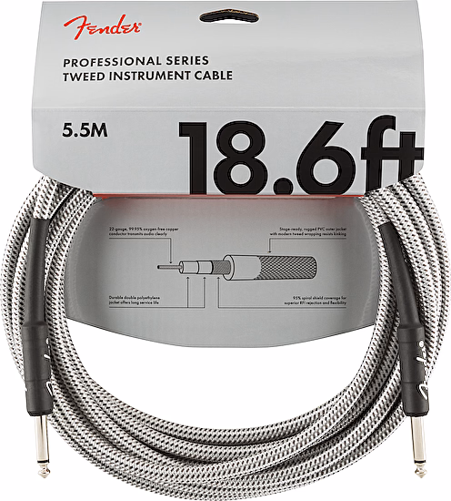 Nástrojový kábel série Professional, rovný/rovný 5,5m 18,6' biely tweed Fender