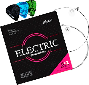 Struny na elektrickú gitaru 10-46+2 struny naviac+trsátka Shaman