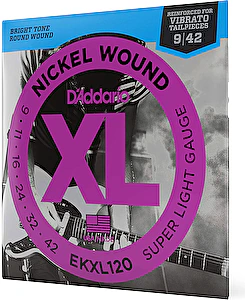 Struny na elektrickú gitaru 9-42 niklové, séria XLtremolo D´Addario