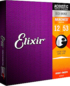 Struny na akustickú gitaru 12-53 NANOWEB Bronze Light Elixír