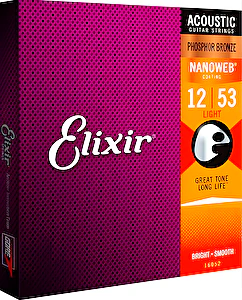 Struny na akustickú gitaru 12-53  NANOWEB Phosphor Bronze Elixír