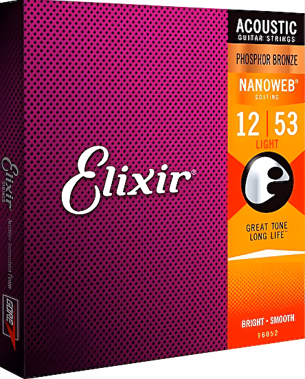 Struny na akustickú gitaru 12-53 NANOWEB Phosphor Bronze Elixír