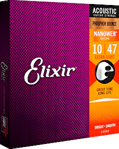 Struny na akustickú gitaru 10-47 NANOWEB Phosphor Bronze Elixír