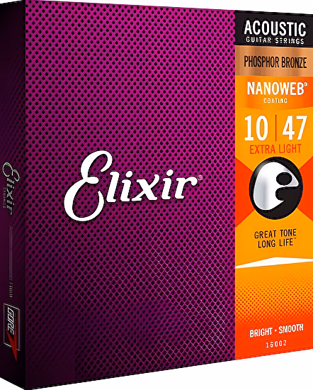 Struny na akustickú gitaru 10-47 NANOWEB Phosphor Bronze Elixír