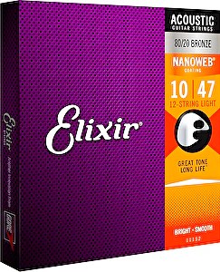 Struny na akustickú gitaru 12-string 10-47 11152 NANOWEB Elixír