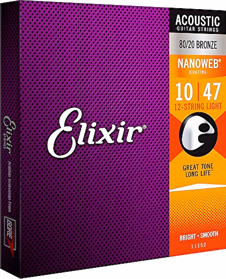 Struny na akustickú gitaru 12-string 10-47 11152 NANOWEB Elixír