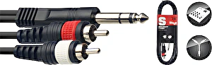 Audio kábel SYC3/PS2CM jack 6,3mm/2xcinch 3m Stagg