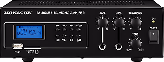Mixážny zosilňovač PA-802USB mono PA Monacor