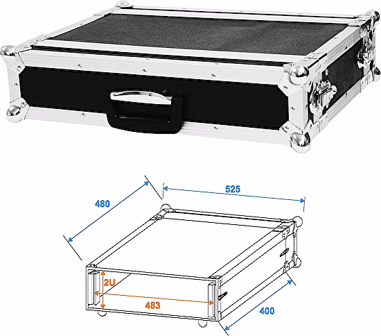 Kufor Effect Rack CO DD, 2U, hĺbka 24 cm, čierny Roadinger
