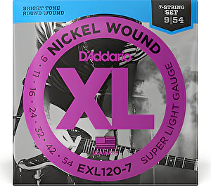 Struny na elektrickú gitaru 09-54 niklové, séria XL 7str. D´Addario