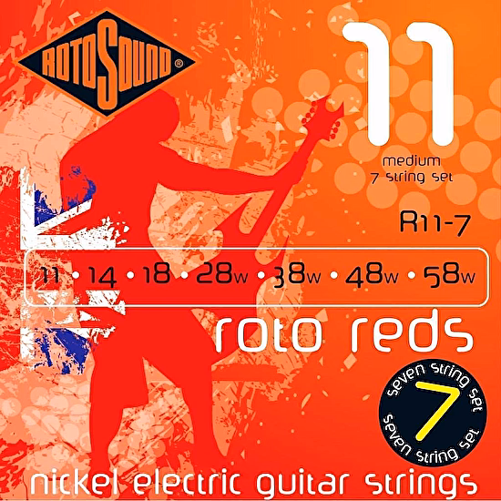 Struny na elektrickú gitaru 11-58 R11-7 7str.Rotosound niklové