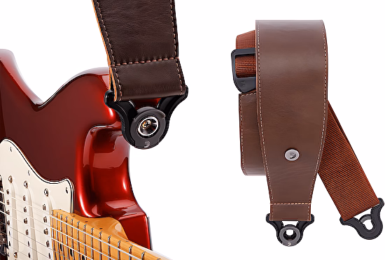 Pás na gitaru kožený 3" Comfort Leather AUTO LOCK Brown D´addario