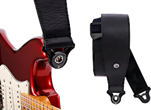 Pás na gitaru kožený 3" Comfort Leather AUTO LOCK Black D´Addario