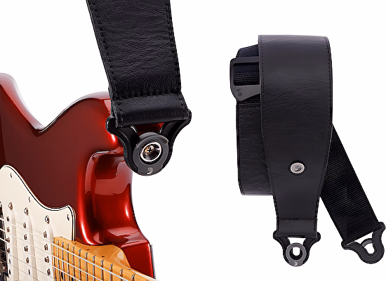 Pás na gitaru kožený 3" Comfort Leather AUTO LOCK Black D´addario