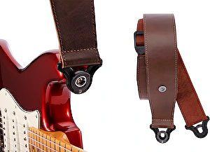 Pás na gitaru kožený 2,5" Comfort Leather AUTO LOCK Brown D´Addario