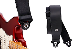 Pás na gitaru kožený 2,5" Comfort Leather AUTO LOCK Black D´Addario