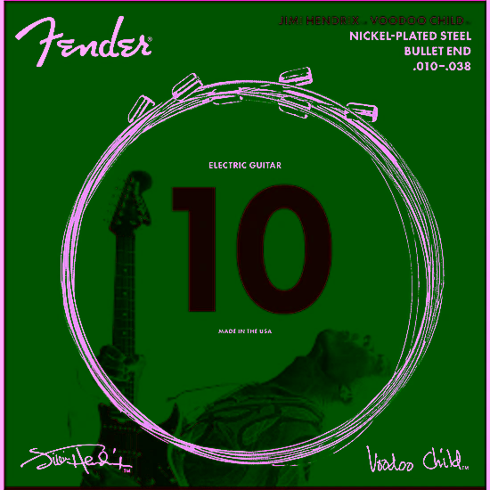 Struny na elektrickú gitaru 10-38 Hendrix Voodoo Child™ Bullet End NPS Fender