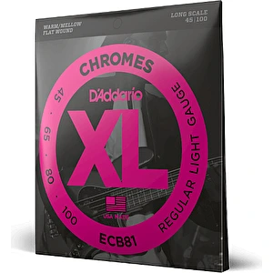 Struny na elektrickú basgitaru XL Chromes 45-100 flat D´Addario