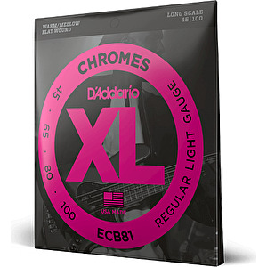 Struny na elektrickú basgitaru XL Chromes 45-100 flat D´Addario