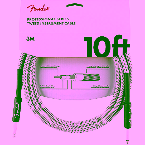 Nástrojový kábel série Professional, rovný/rovný 3,0m 10' biely tweed Fender