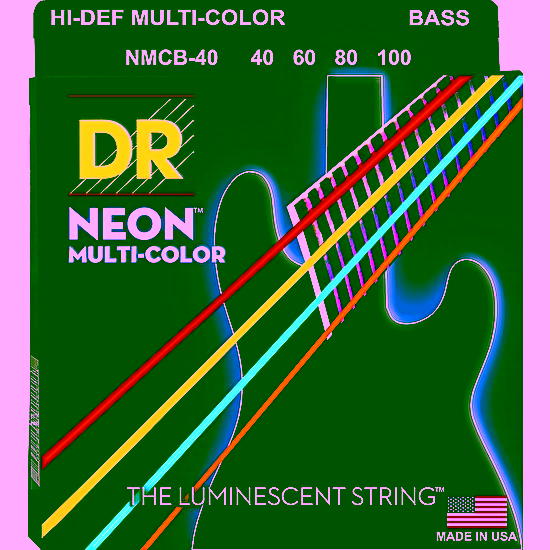 Struny na elektrickú basgitaru NMCB-40 Light 40-100 Neon Multi-Color Dr strings