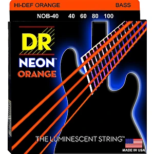 Struny na elektrickú basgitaru NOB-40 Light 40-100 Neon Orange DR.Strings