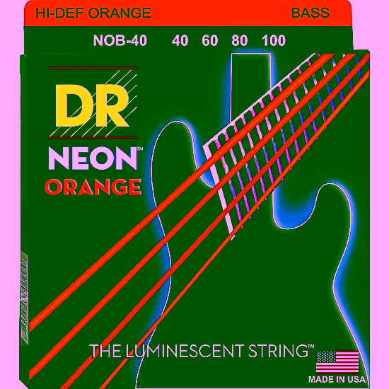 Struny na elektrickú basgitaru NOB-40 Light 40-100 Neon Orange DR.Strings