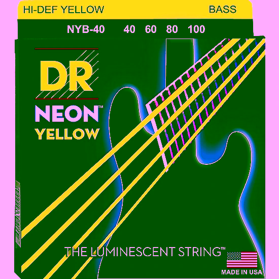 Struny na elektrickú basgitaru NYB-40 light 40-100 Neon Yellow DR.Strings