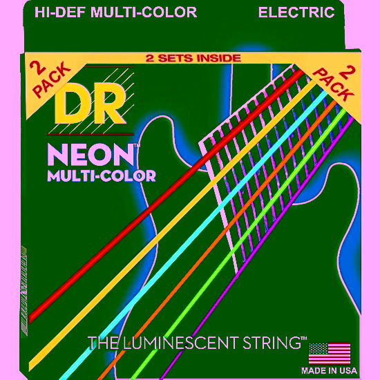 Struny na elektrickú gitaru 2- balenie NMCE-2/10 10-46 Neon Multi Color DR Strings